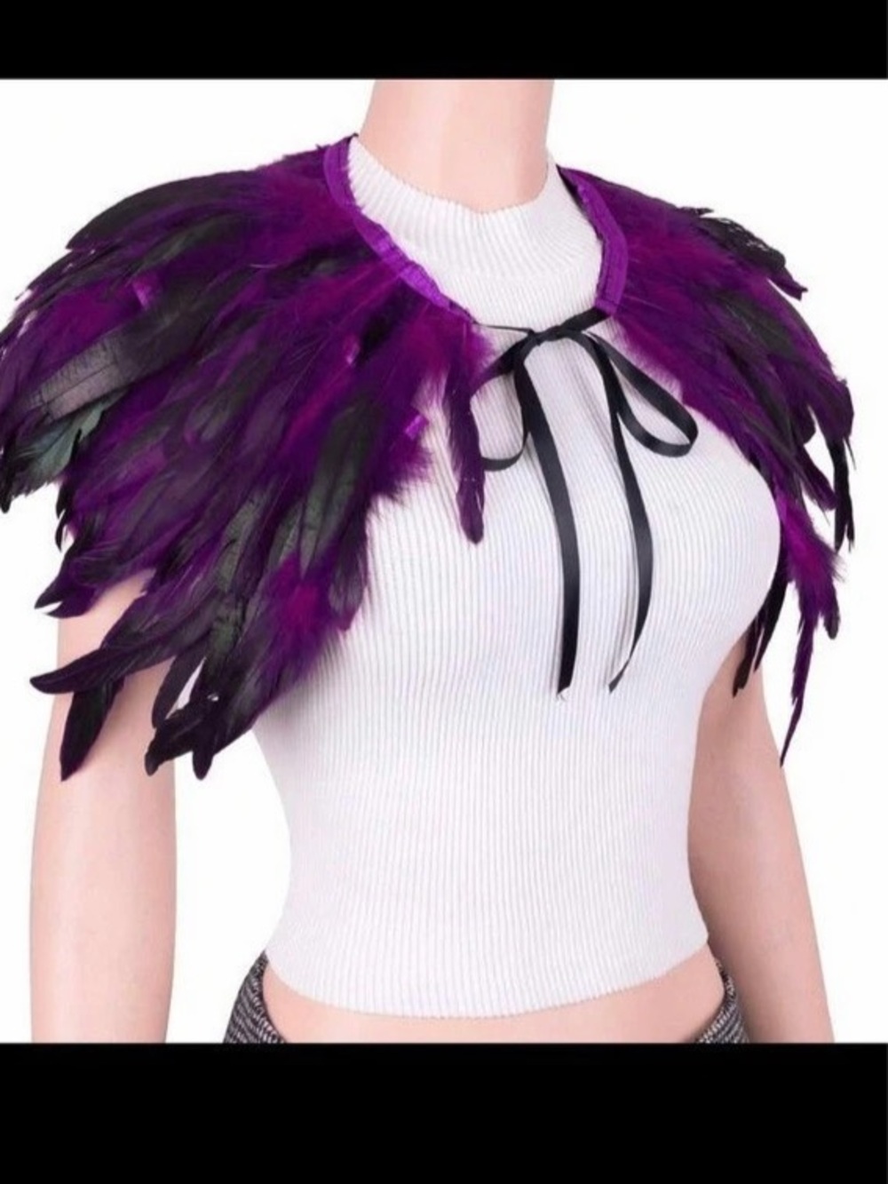 Purple & Black Feather Shoulder Cape